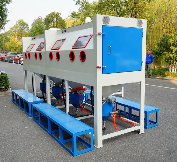4-Station Pressure Type Large Sandblasting Cabinet